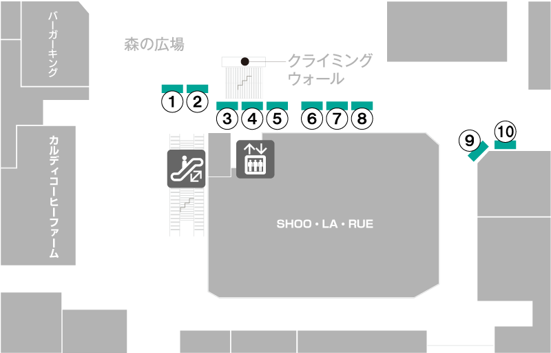 マルシェのブース配置図（BRANCH神戸学園都市 1F）