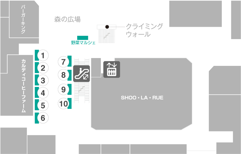 マルシェのブース配置図（BRANCH神戸学園都市 1F）